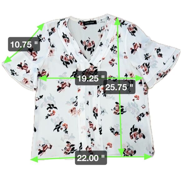 Ivanka Trump Floral Sheer Short Sleeve Blouse - Women's Medium - Picture 5 of 8